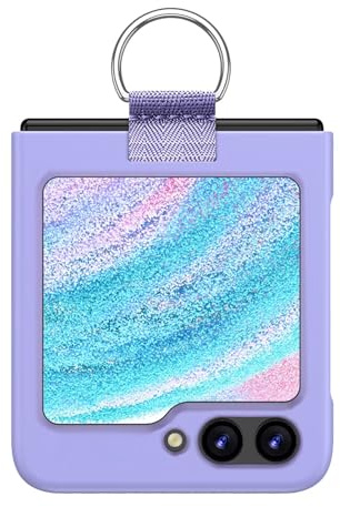 EASSGU Coque Skin-Touch avec Anneau Métallique pour Samsung Galaxy Z Flip7 FE/Z Flip6 (6.7) - Violet Clair.