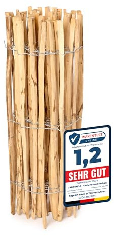 Garronda Recinzione Giardino Esterno in Legno di nocciolo, Recinzione da Giardino, staccionata in Legno GD-0079 (Distanza doghe: 7-8 cm, 100 cm x 5m)