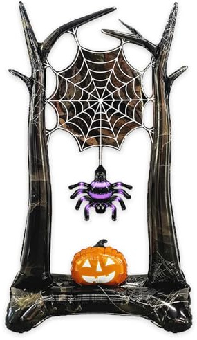 DazzJoy Halloween Folienballon Kürbis Spinne Stehend, XXL Halloween Luftballon, Stehender Kürbis Spinne Halloween Ballon Horror Deko, Outdoor Garten Party Dekoration
