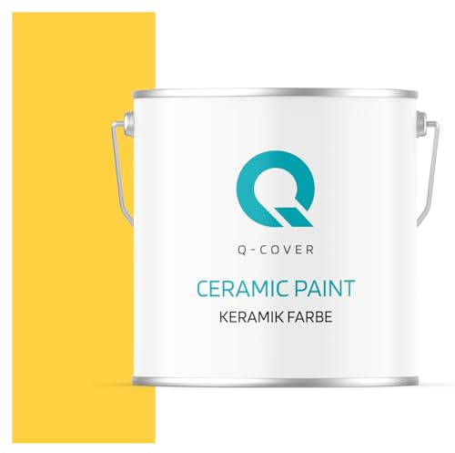 Q-COVER Keramik Farbe 5L (ca.35m²) Golden Wandfarbe Innenfarbe Abwaschbar Klasse 1 Mattfarbe Deckenfarbe Scheuerfest Küche Bad Treppen Ceramic Hohe Deckkfraft
