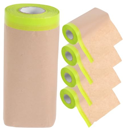 OHPHCALL Abdeckpapierrolle Mit Klebeband 59.06In X 0.06In Halbtransparente Abdeckfolie Für Auto Lackierarbeiten Wand- Und Bodenbelag Malerpapier Schablonen Schneiden