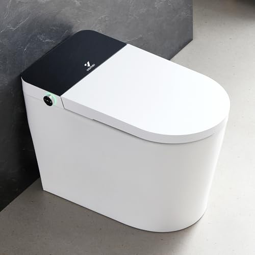 One Piece Toilet, Modern Bathroom Tankless Toilets Bowl, Updated PP Lids & Dual 1.0/1.28 GPF Foot Sensor Power Flush, 18 inch Comfort ADA Height Soft Closing Seat, 12 Rough-in, CEC Certified
