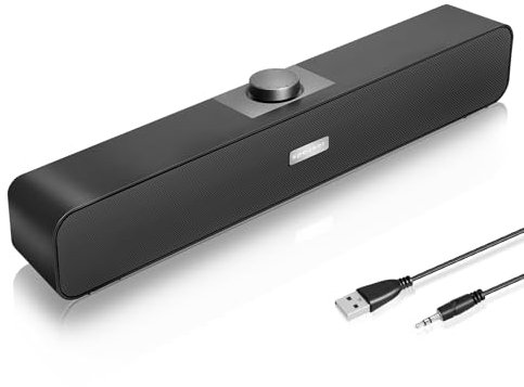 Altoparlanti per Computer, Altoparlanti PC da Jack 3,5 mm, Soundbar desktop Alimentazione USB con audio stereo surround, soundbar per PC, laptop, desktop,Altoparlanti Portatili