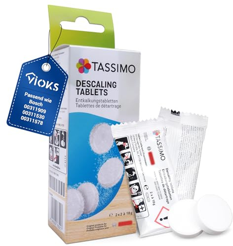 VIOKS 4x Entkalkungstabletten Ersatz für Bosch Siеmens 00311530 311909 00311909 Entkalker Kaffeemaschine - Entkalkungstabs Anti Kalk für Tassimo TCZ6004 Kapselautomat Kaffeeautomat Kaffeemaschine