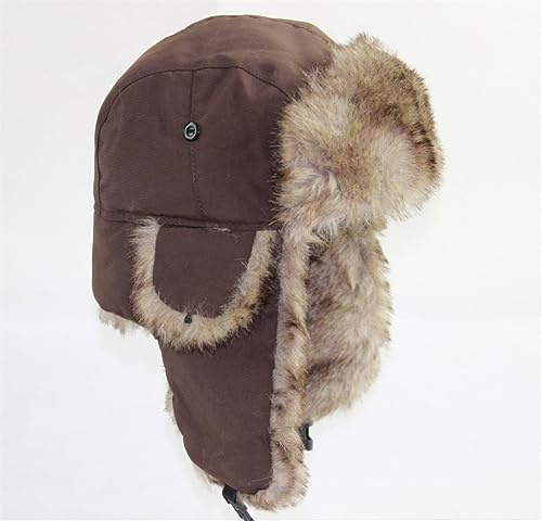 WintermüTze FüR DraußEn Männer Winter Earflap Warme Russische wasserdichte Ski Hut Bomber Kappe Russische Warme Gehörschutz Hüte WintermüTze FellmüTze(5)