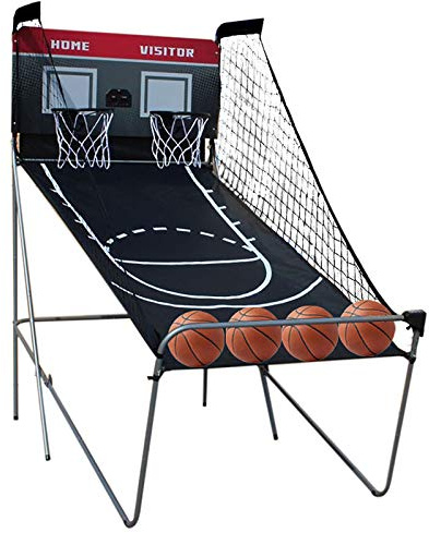 YUNRUX Arcade Basketball Spielset Basketball Schießmaschine Mit elektronischem Punktezähler 2 Player Dual Shot Basketballkorb 210cm Basketballständer 4 Bällen Basketballautomat 8 Spielmodi