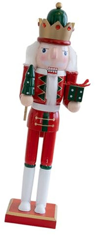 Eladcncmc Galleta de madera de nogal, títere, soldado, decoración de Navidad, pintada a mano