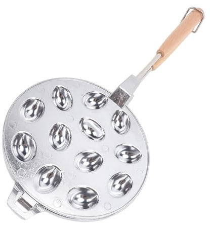 Macchina per Biscotti Alla Noce, Stampi a Forma di Biscotto a 12 Fori, Antiaderente, in Lega di Alluminio, per Biscotti, con Manico in Legno, Padella per Biscotti, Caramelle,