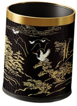 Baoblaze Round Trash Can Trash Bin Dustbin Paper Basket Reusable Versatile Waste Bin Rubbish Bin for Kitchen Laundry Room Home Bedroom, Gold