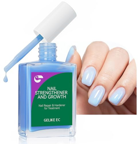 Gelike EC Durcisseur Ongles Comble-Rayures pour Croissance : Renforceur Réparateur Bleu Clair pour Ongles Fins, Abîmés et Cassants - 15 ml