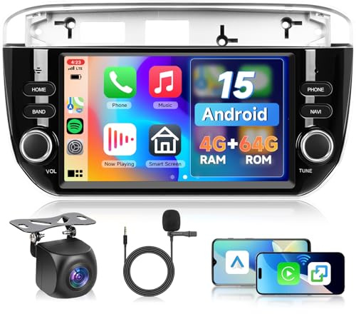 4G+64G Android Autoradio per FIAT Punto 2012-2016 per Fiat Linea, Hodozzy 7 Pollici Touchscreen 2 Din Radio per FIAT con Wireless Carplay Android Auto GPS Wifi Bluetooth FM/RDS DSP Canbus Retromarcia