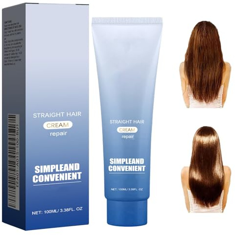 Crème lissante à la kératine, Crème réparatrice pour cheveux, Crème de soin Hai-R pour hommes et femmes, Nourrissante et lissante, Augmente l'élasticité et lisse les cheveux secs (1pcs)