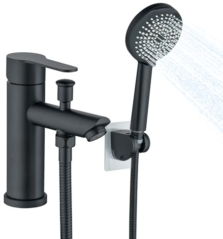 LIUGEYI Bath Mixer Tap with Shower, Single Lever Tub Taps with Shower Attachment and 60cm Hose, Stainless Steel