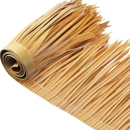 Synthetisches Strohdach Rolle 1/2/6M Simulation Palm Thatch Rolle Künstliche Stroh Gefälschte Gras Wasserdichte PVC Mexikanische Bar Stroh Thatch Dach Dekor Terrasse(Mixed,2M x 0.5M)