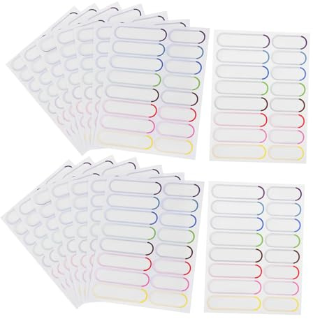 WOONEKY 20 Hojas Etiquetas Impermeables para de Autoadhesivas y Resistentes al Lavavajillas con Etiquetas para Botellas Guarderías y Material Escolar Alta Resistencia al Agua y