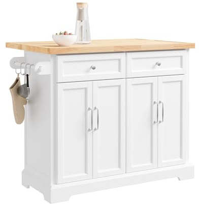 SoBuy isola cucina con ruote carrello da cucina con piano di lavoro pieghevole mobile cucina con ruote penisola cucina piano lavoro Bianco 115x92x(46-71) cm FKW71-III-WN