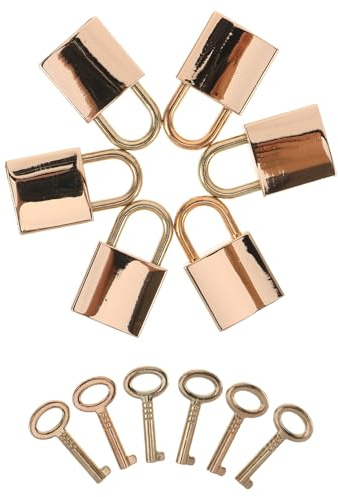 Homoyoyo Candado Pequeño Metálico Dorado con Llaves Mini Candado Vintage para Maleta Juego de 6 Unidades Acabado Brillante Adecuado para Viaje Mochila y Caja de Herramientas