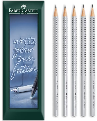 Faber-Castell Grip 2001 Dreieck-Graphitstift – HB, 2B, B, H, 2H – Geschenkverpackung im Umschlag (Packung mit 5 Bleistiften)