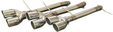 Terminale di Scarico in Acciaio Inossidabile per Fiat Punto, Grande Punto, Punto Evo, Alfa Mito, Tubolare Curvo con Uscite Doppie, Lucidato, 120cm
