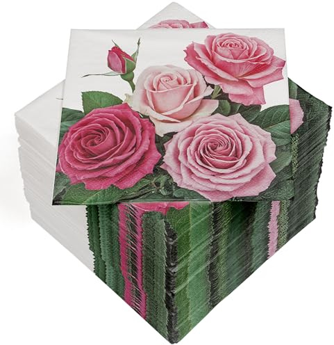 HEKU 100 Servietten, 3-lagig, 33x33cm, Rosen I Saugstark und praktisch verpackt I Breite Auswahl I Ideal für besondere Anlässe