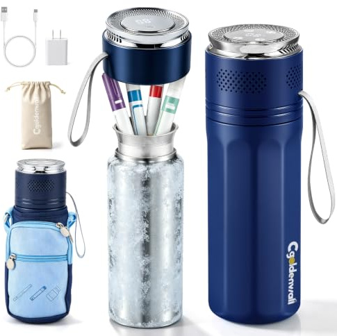 CGOLDENWALL Elettrico Insulina Cooler Box Indicatore di temperatura, 2-20°C USB Raffreddamento, Frigorifero portatile per viaggi (blu)
