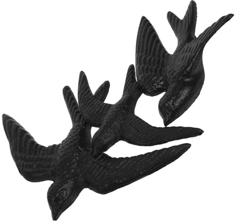 Genérico Arte Mural de Pájaros Metálicos, Conjunto de 3 Adornos en Hierro Fundido para Decoración de Interiores y Exteriores, Adecuado para Salón y Balcón