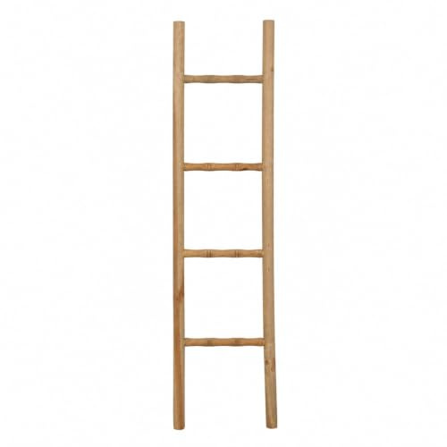 Biscottini Échelle porte-serviettes de salle de bain 32 x 4 x 130 cm – Échelle décorative en bois – Échelle porte-serviettes murale en métal, bambou