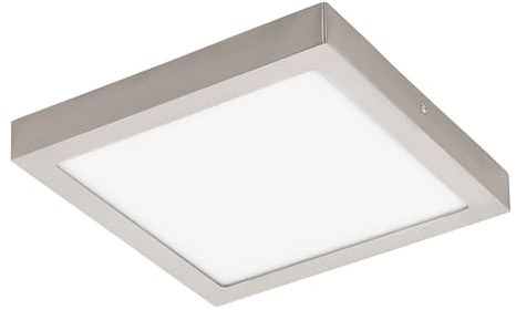 Eglo Plafoniera connect Led Fueva-c, plafoniera Smart Home, metallo | colato, plastica, nichel opaco, lunghezza 30 x 30 cm, dimmerabile, tonalità di bianco e colori regolabili