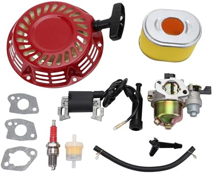 GOOFIT Pompe à eau modification de la tondeuse à gazon 19mm Filtre à air de recul de carburateur Bougie d'allumage Ensemble de bobines d'allumage Pour GX140 GX160 GX200 Démarreurs