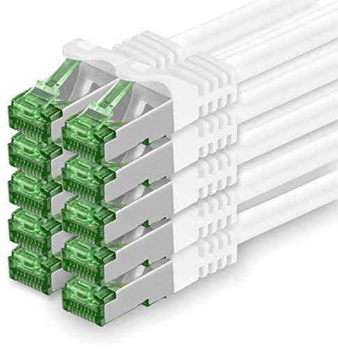 CAT7 CAT 7 SFTP nätverkskabel - 10 stycken 0,25 m - Ethernet LAN DSL modem router - vit