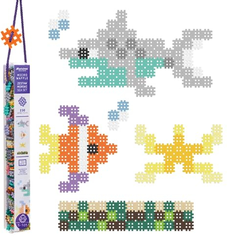 Marioinex Micro Waffle Meeres 230 Elemente - Bausteine Kinder - Waffelblöcke Bausteine - Noppers Steckbausteine - Sensorik Spielzeug - Montessori Bausteine - Konstruktionsspielzeug - Mini Bausteine