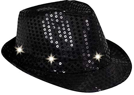 Trendario LED Pailletten Hut - Party & Fasching, leuchtend, Farbe wählbar