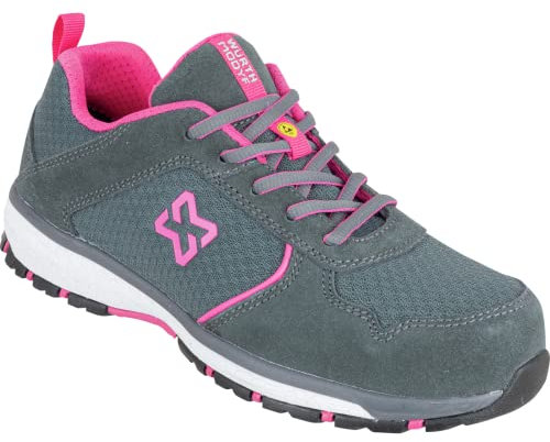 WÜRTH MODYF Sicherheitsschuhe S1P ESD Lina in grau pink - Bequeme Arbeitsschuhe für Damen - metallfrei & atmungsaktiv - in den Größen 38