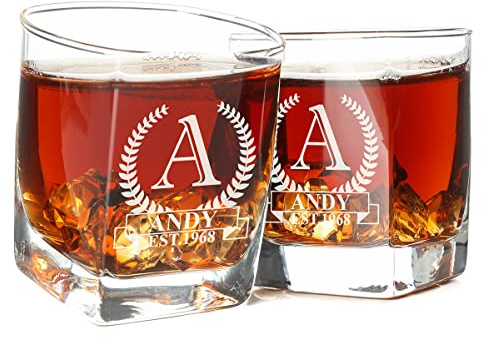 2 Pcs. Vaso de Whisky Personalizado Grabado Juego de 2, Vaso de Whisky Tamaño 250ml