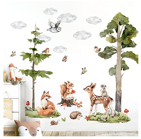 Grandora Wandsticker Kinderzimmer Waldtiere Wandaufkleber Wandtattoo DL773-5