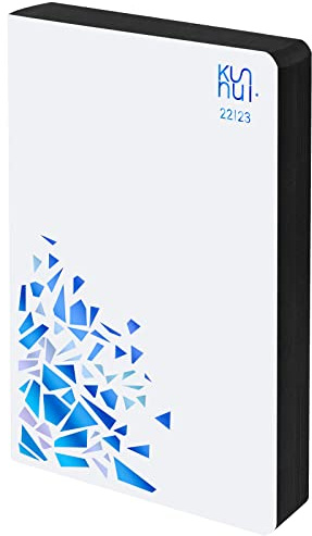 Agenda 2022 2023 - Cuero Regenerado - Arctic Crystal - Día Página - Tamaño A5-15 x 21 cm - Idioma: Español - Inglés - 2 cintas de registro y pegatinas – Kunnui