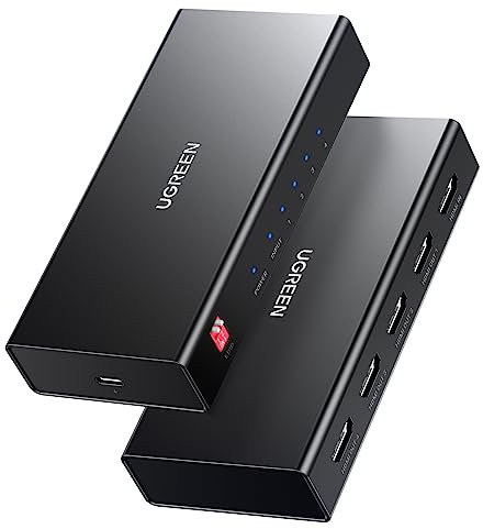 UGREEN HDMI Splitter 1 in 4 Out 4K@60Hz HDMI 2.0 Splitter 18 Gbps 1x4 Only Mirror Screen Support EDID HDCP 2.2/1.4 3D HDR Compatible with Apple TV Blu-Ray Monitor Xbox PS5/4 Switch Projector