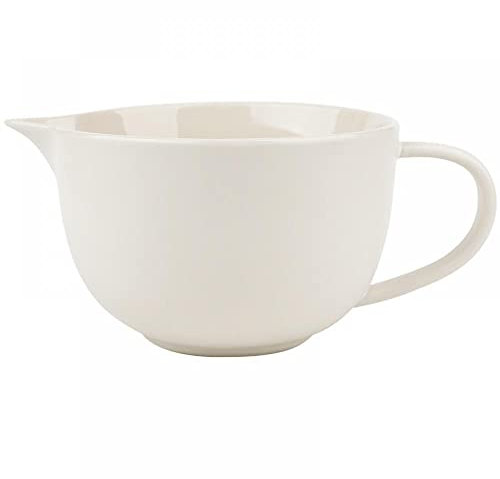 Gaolinci Bol mélangeur simple en céramique de couleur unie, grand bol de 0,9 l, avec bec verseur et poignée