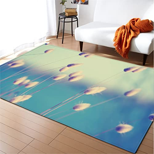 Chickwin Tappeto Soggiorno Pelo Corto Moderno Pianta Stampa Tappeti Camera da Letto Grandi Antiscivolo Lavabile Morbida Tappetino per Cameretta Bagno Cucina Bambini (Sognante Canna,150x200cm)