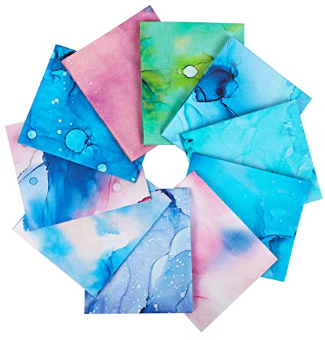 Craftido 10 Stück 18”x21” (46x53 cm) Fat Quarters Stoffpakete - Mittleres Gewicht 145g - 100% Baumwollstoff für Quilten, Nähen, Patchwork, DIY und handgefertigte Bastelarbeiten - Rainbow Inks