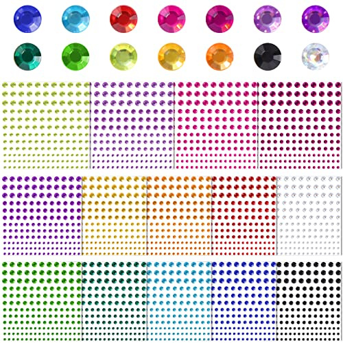 2310 stycken glitterstenar ansikte, 14 ark glitterstenar självhäftande, glitterstenar för att klistra fast strass för ansikte makeup, nagelkonst och festival tillbehör, flerfärgade
