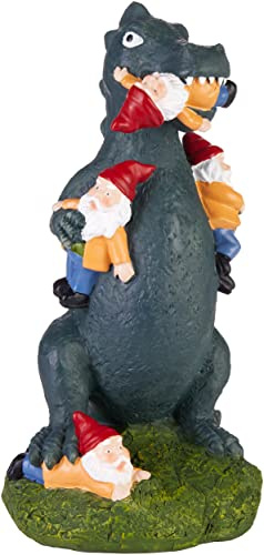 BRUBAKER Figure Dragon Mangeant des Nains de Jardin - Anti Nain Monstre - Décoration de Jardin Drôle - Décoration Résistante aux Intempéries pour Extérieur Jardin et Camping - 24 cm