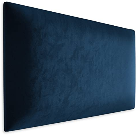 Muralo Wandkissen Gepolstert, Samt, Wandpolster - 60x30 cm, Dunkelblau | Wandpaneel, ideal als Bettkopfteil oder Lendenkissen - für Schlafzimmer und Wohnzimmer, einfache Anbringung mit Montagekleber