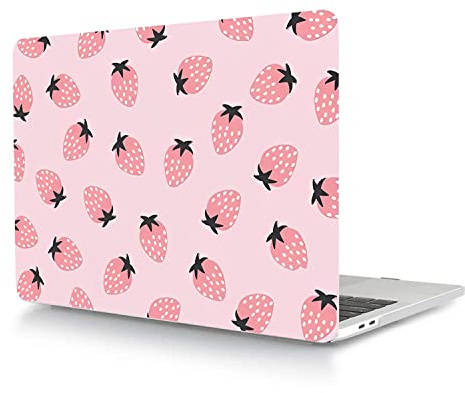 Hülle Kompatibel mit Neues MacBook Air 13 Zoll 2020 2019 2018 Freisetzung A1932 A2179 A2337 M1 mit Retina Display and Touch ID, Plastik Schützend Hartschale Snap Case, Erdbeere