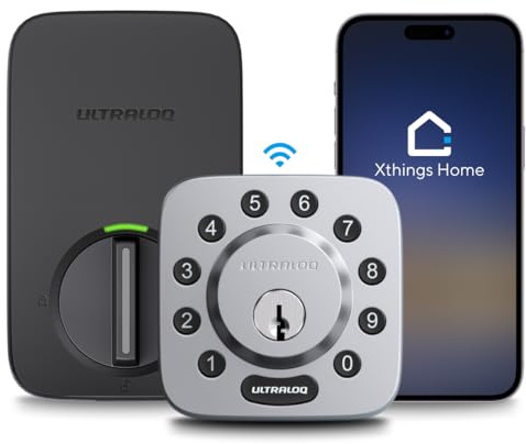 ULTRALOQ U-Bolt WiFi Smart Lock with Door Sensor, Smart Keypad Deadbolt Lock for Front Door, Built-in Wi-Fi, Remote Control, App Passcode Unlock, Auto Unlock, Auto Locking, Share Access, ANSI Grade 1