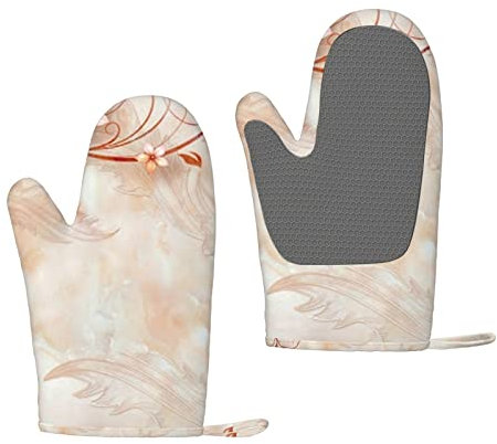 Silikonhandschuhe mit Blumendruck, für Mikrowelle, Küche, Grill, Kochen, Backen, Camping