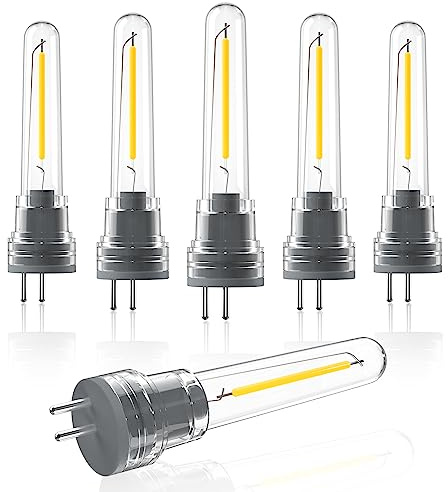 Luxvista S14 LED Bulb Outdoor Plug in, 1W Spare LED Filament Light Bulb Warm White 2700K, 2Pin-S14 Replacement Bulbs for Outside String Lights, 6-Pack