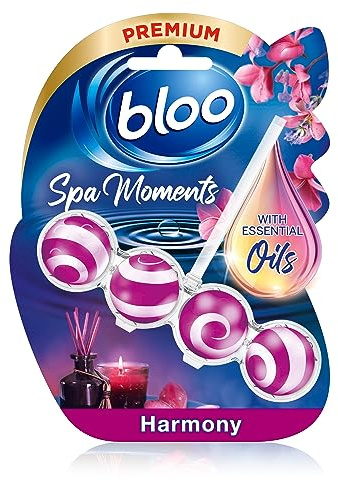 Bloo Spa Moments Harmony Toilet Rim Block, Premium Toilet Cleaner with Essential Oils, Toilet bowl freshener with Relaxing and Long-Lasting Scent – 1 x Toilet Block.