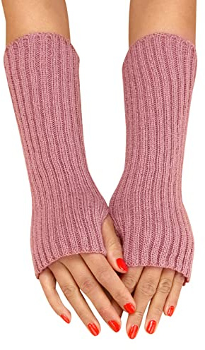 Fulidngzg Fingerlose Handschuhe Damen Teenager Mädchen Thermo Armstulpen Handstulpen Touchscreen Y2K Pulswärmer Strickhandschuhe Ohne Finger Wolle Warm Winterhandschuhe