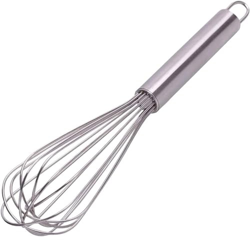 CABLEPELADO Batidor manual, Varillas de batir, Batidor de alambre, Mezclador manual, Batidor de cocina, Batidor de huevos, Apto para Mezclar, Revolver la Masa, Huevos, Longitud 25 cm, Acero inoxidable